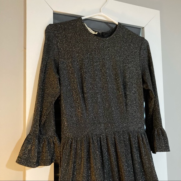Shimmery black and silver long sleeve midi dress - Picture 12 of 15